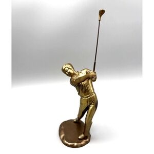 Vintage Solid Brass Golf Player Statue Male Sculpture 10" Andrea by Sadek